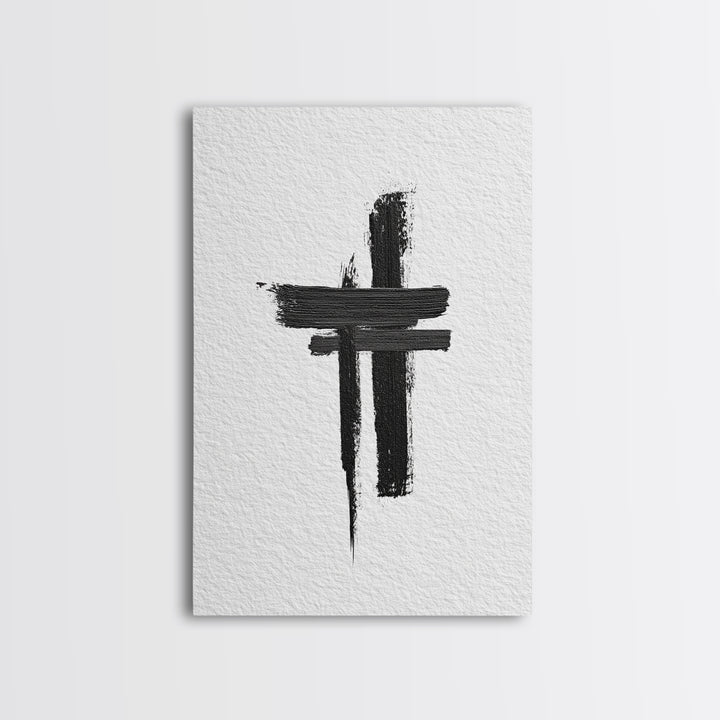 Minimalist Abstract Black Brush Strokes On Textured White Paper Canvas Print Modern Art Wall Decor