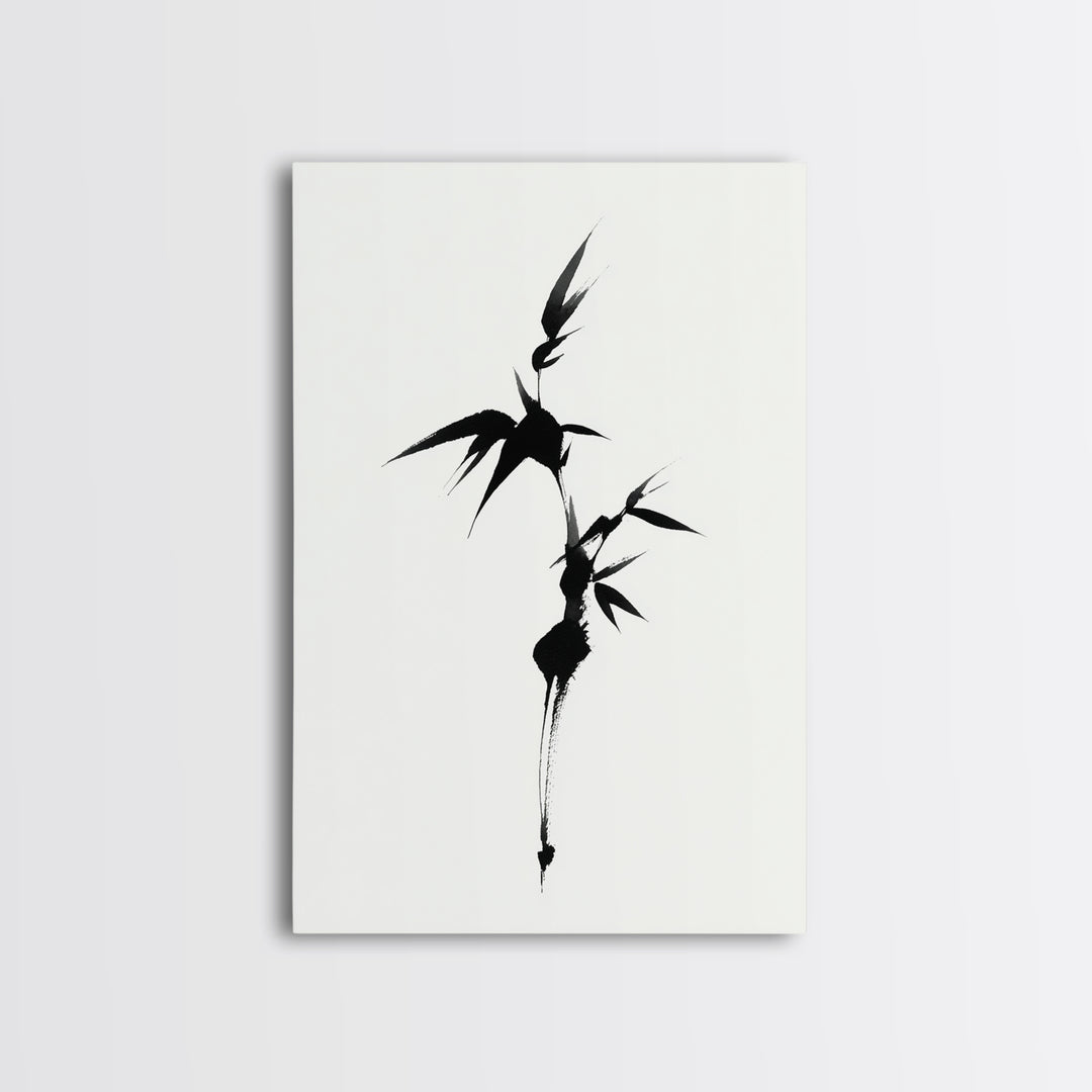 Zoetrope-Like Monochrome Abstract Wave Shape Ink Brush Stroke Painting Minimalist Wall Art Print Framed Canvas