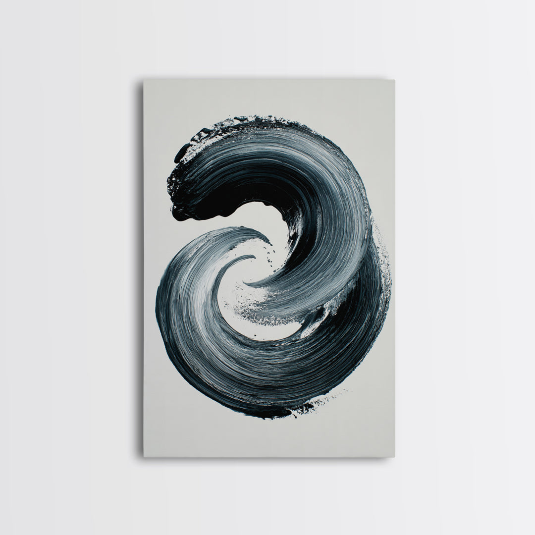 Bold Black And White Abstract Ink Brush Stroke Minimalist Wall Art Print Ideal For Contemporary Home Decor