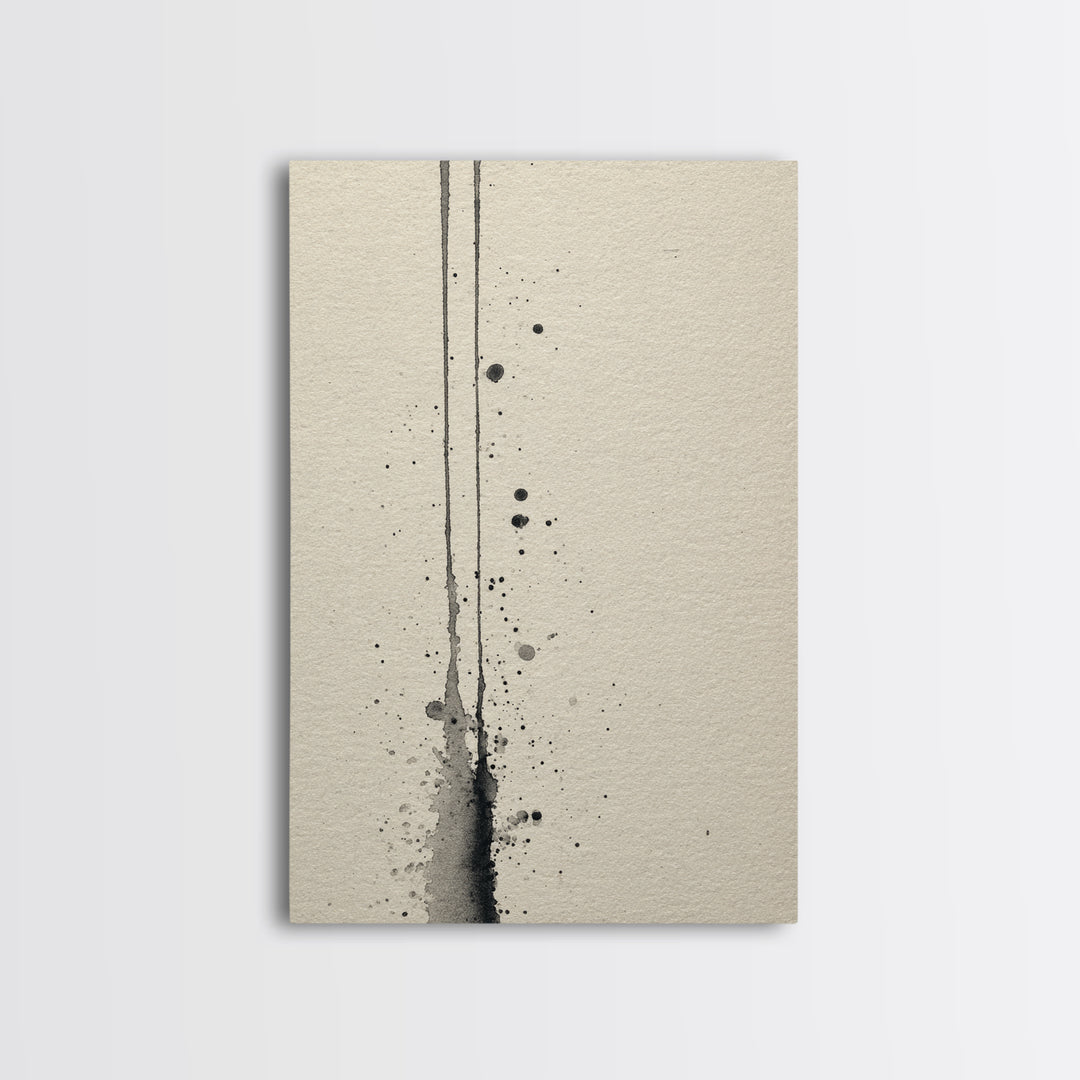 Minimalist Black Ink Art With Leaf Branch On Neutral Background Elegant Wall Art Print For Modern Home Decor And Office Wall Decoration