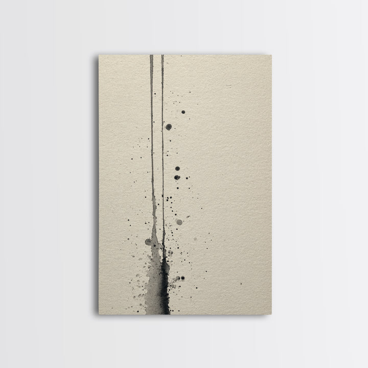 Minimalist Black Ink Art With Leaf Branch On Neutral Background Elegant Wall Art Print For Modern Home Decor And Office Wall Decoration