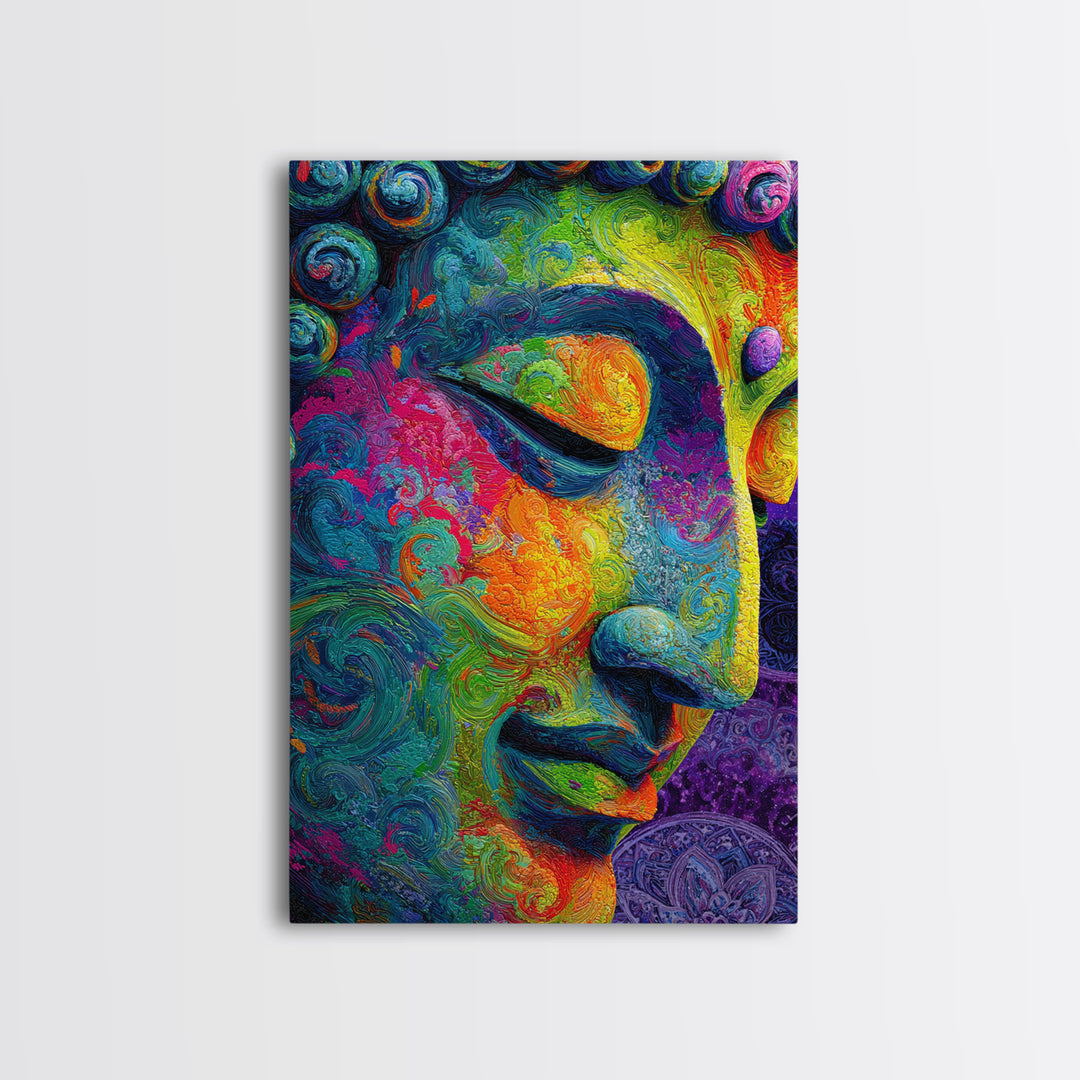 Vibrant Neon Cyber Cityscape Digital Art Wall Art Modern Canvas Print For Trendy Home Office Decor And Wall Display