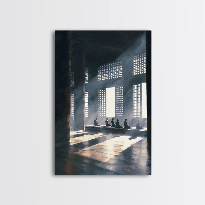Minimalist Japanese Ink Calligraphy Painting Of Bamboo Elegant Black Brush Stroke Wall Art Print For Home Decor