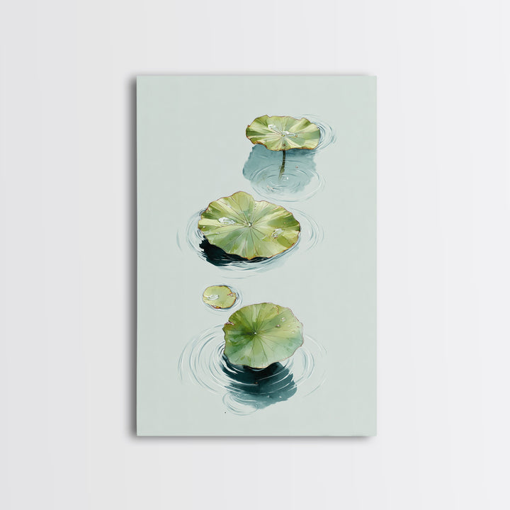 Botanical Watercolor Art Of Floating Lotus Leaves Calm Minimalist Wall Art Print For Nature Inspired Home