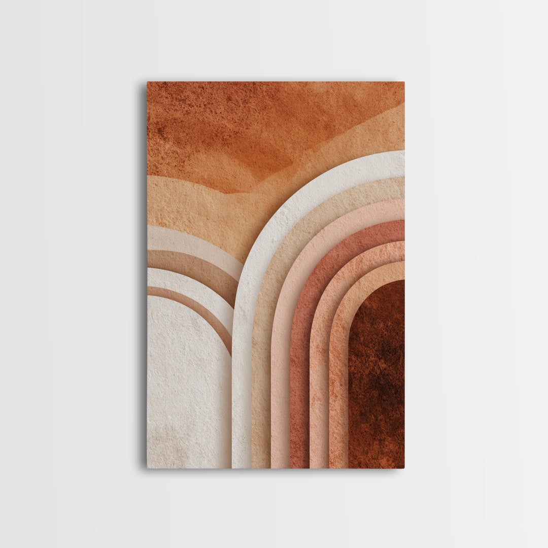 Terracotta Textured Arch Abstract Wall Art, Boho Geometric Canvas Print, Earth Tone Modern Home Decor, Living Room Bedroom Decor