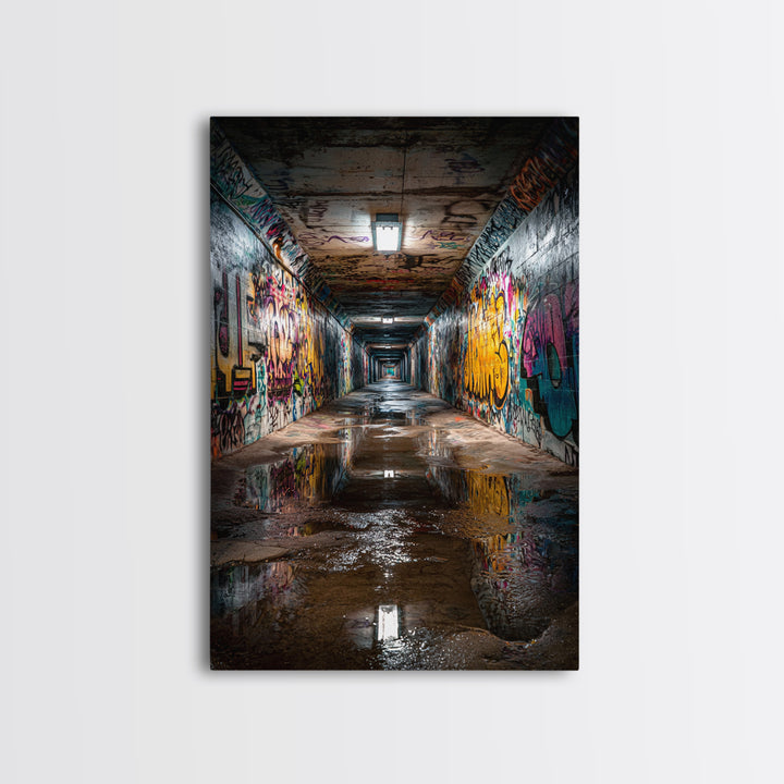 Urban Graffiti Tunnel Photography Wall Art Print Contemporary Art Modern Home Decor For Office And Loft