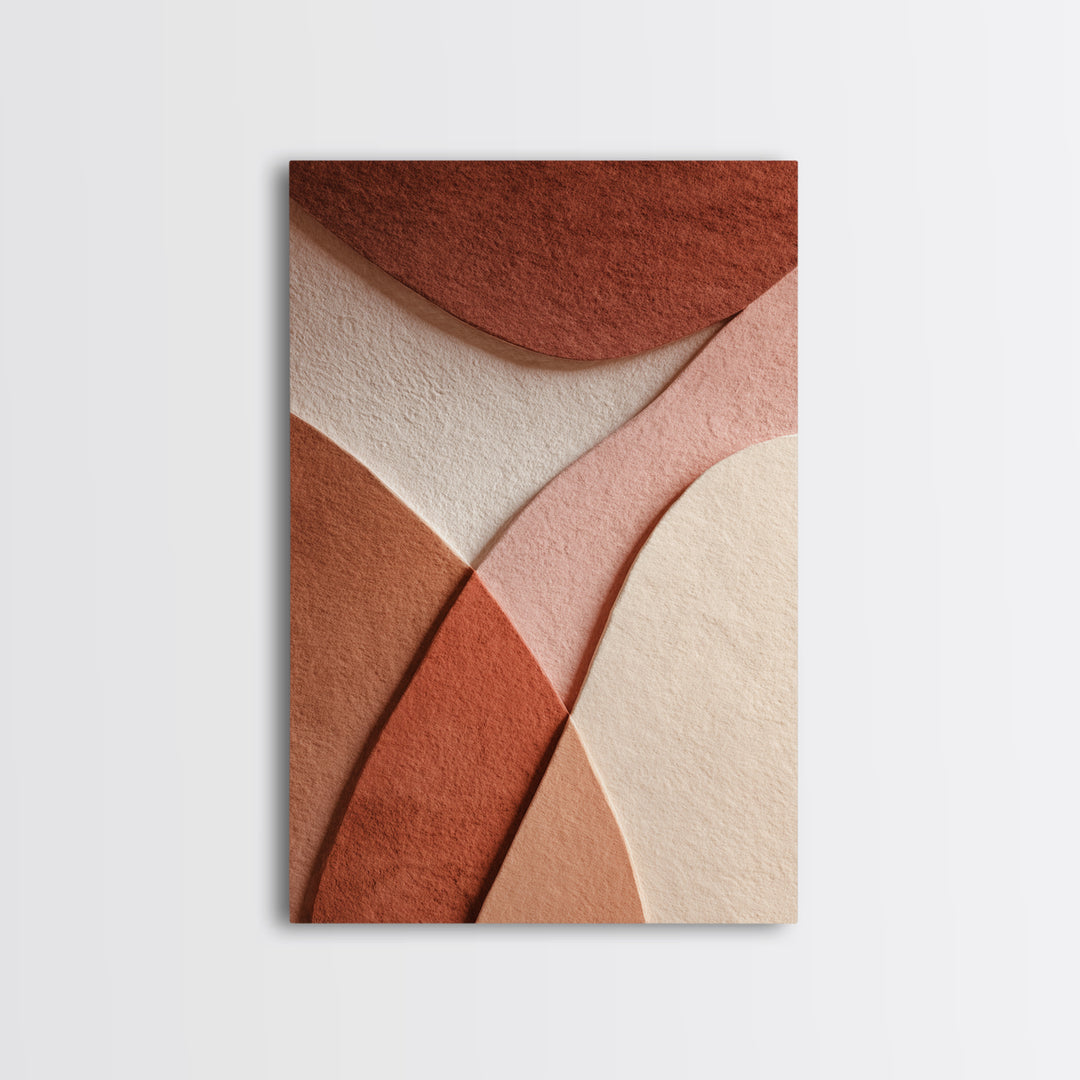 Layered Terracotta Curves Abstract Wall Art, Neutral Geometric Canvas Print, Wabi Sabi Earth Tone Modern Home Decor, Living Room Decor