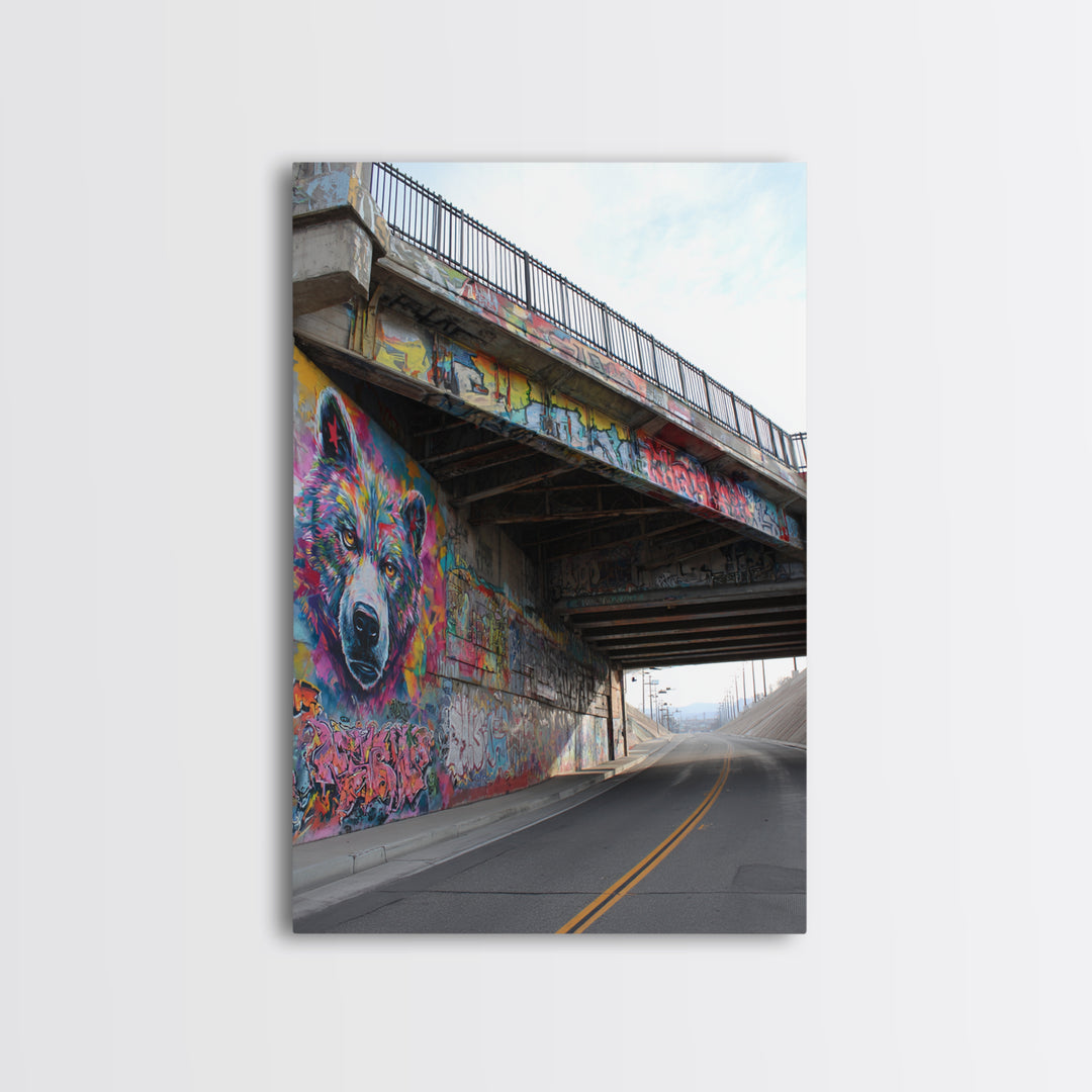 Vibrant Colorful Graffiti Bear Mural Street Art Wall Art Print Brightening Urban Spaces With Bold Modern Wall Decor