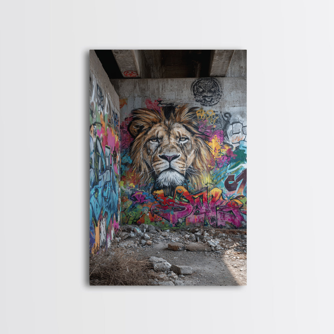 Urban Graffiti Lion Mural Street Art Canvas Print Large Wall Art For Modern Home Decor And Office