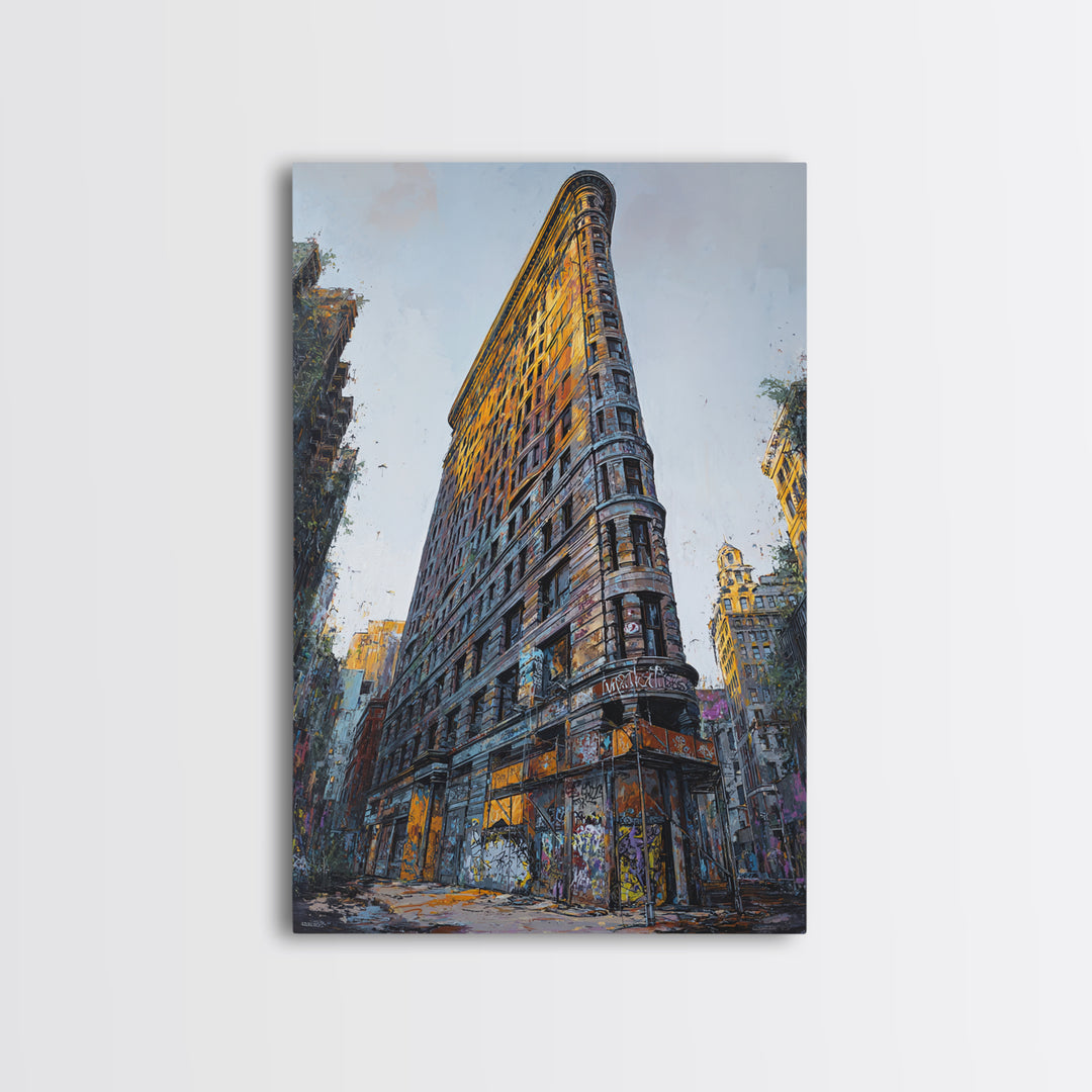 Urban Art Graffiti Building Wall Art Print Modern Cityscape Decor Framed Canvas Print
