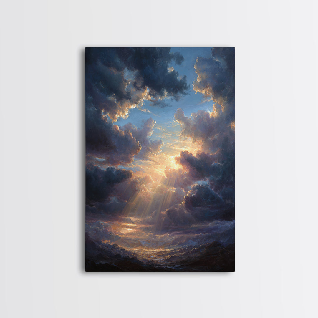 Stunning Sunset Sky With Dramatic Clouds Wall Art Framed Canvas Print For Home Decor And Living Room
