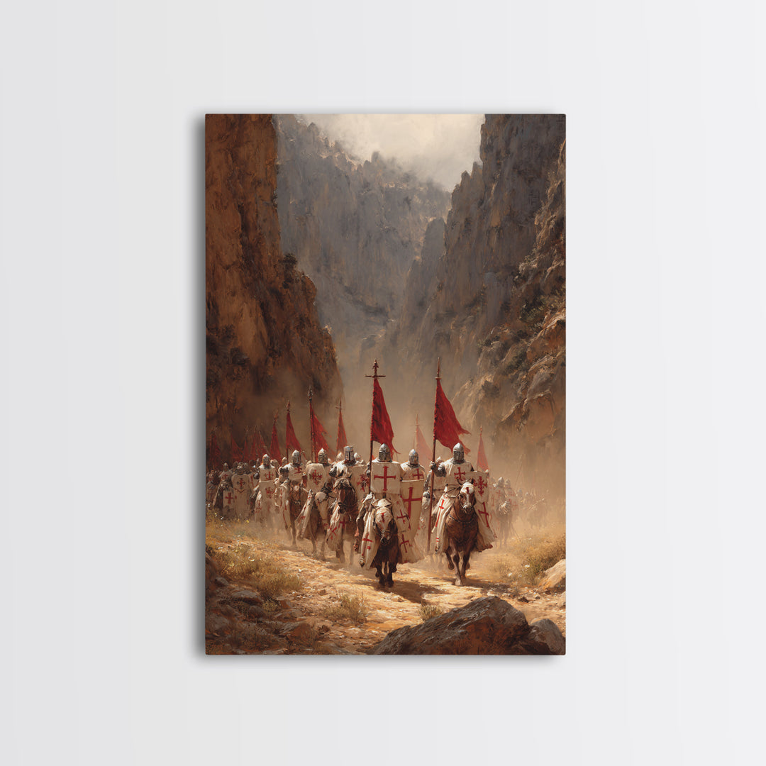 Medieval Knights March Through Canyon Original Painting Large Wall Art Canvas Print