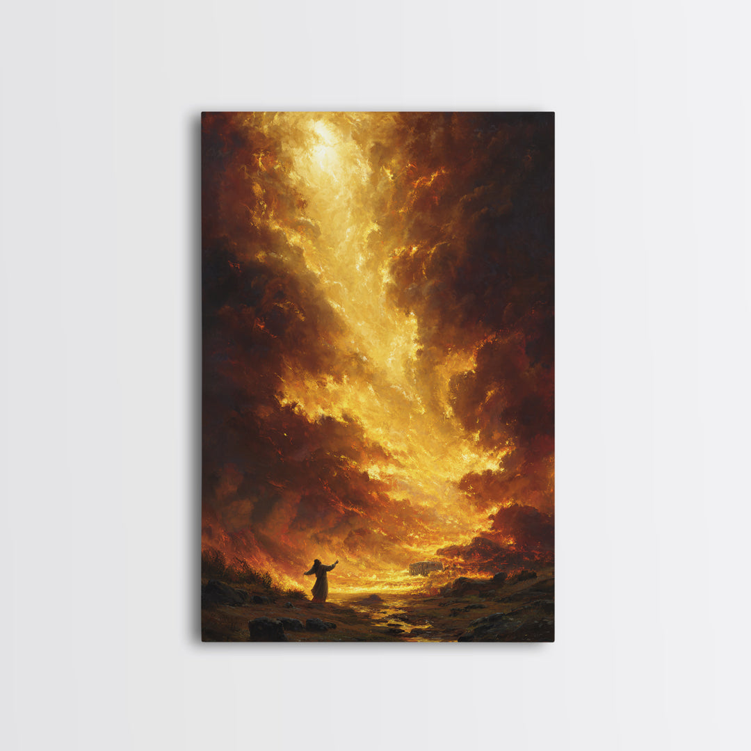 Dramatic Fiery Sunset Landscape Wall Art Canvas Print For Living Room Home Decor And Office Space