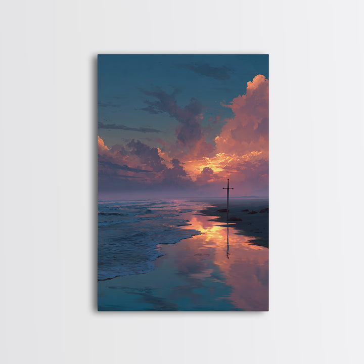 Enchanting Night Coastal Village Oil Painting Romantic Wall Art Canvas Print For Warm Home Decor And Bedroom Wall Decoration