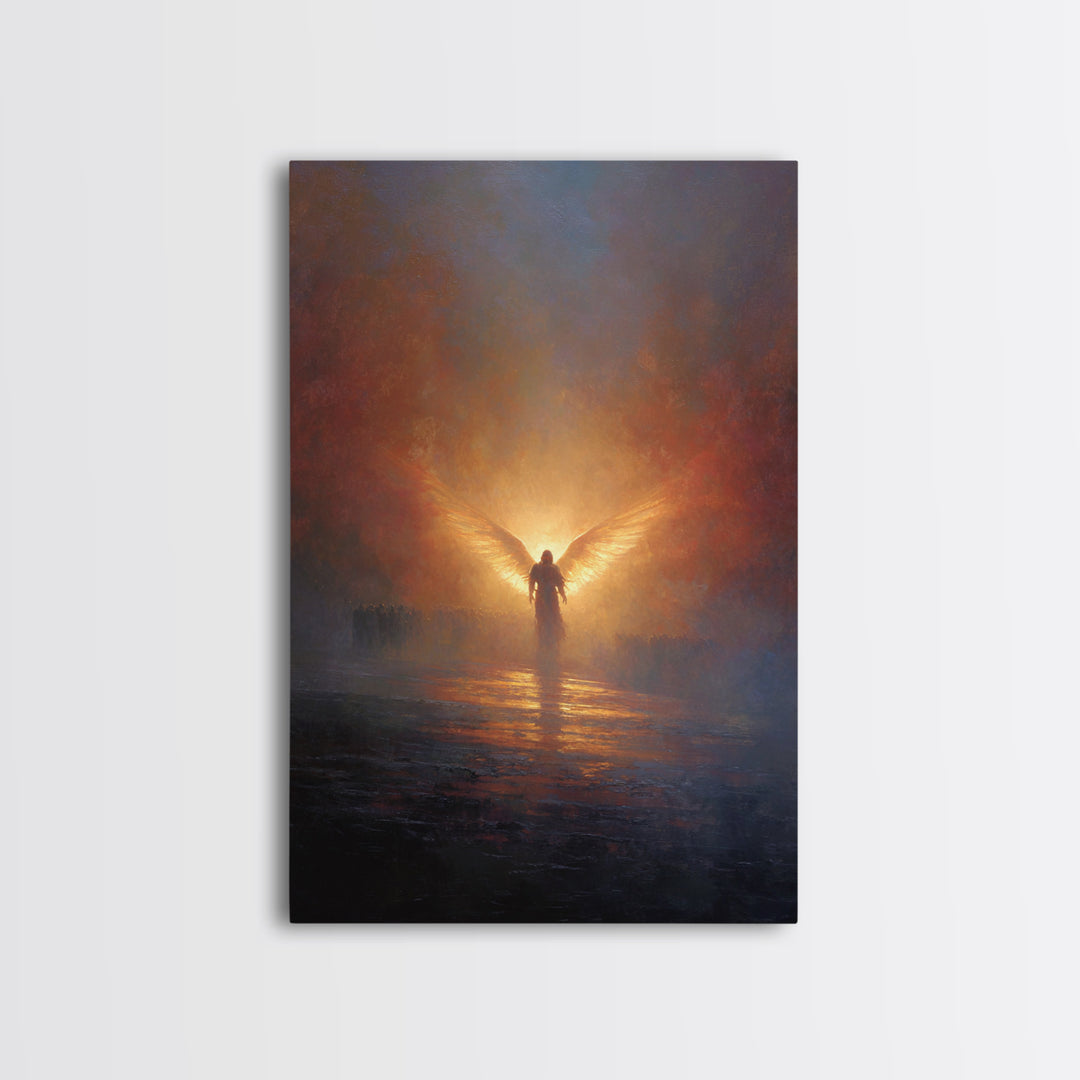 Angelic Figure With Wings Spiritual Wall Art Peaceful Inspirational Painting Framed Canvas Print