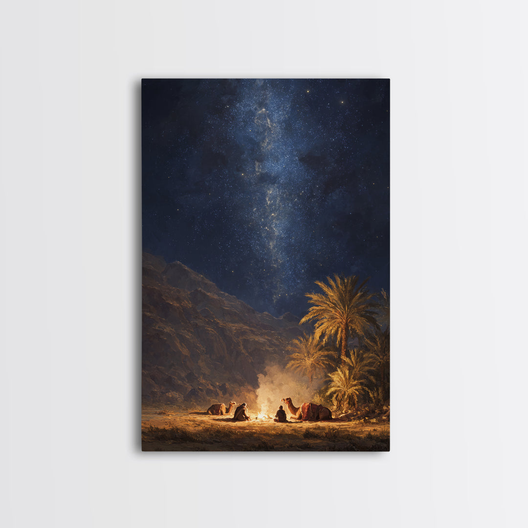 Ethereal Figure With Staff Summoning Spirits Of The Dead Surreal Skeleton Scene Framed Canvas Print Dark Fantasy Wall Art