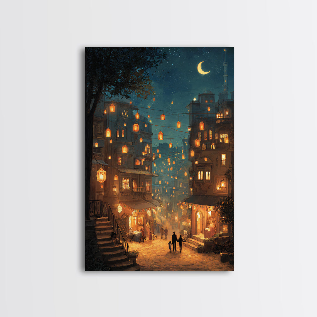 Urban Cityscape Under Manhattan Bridge With Reflections In Rainy Street - Canvas Print For Moody Wall Art And Street Photography Decor