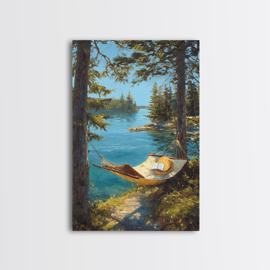 Peaceful Coastal Harbor Sunset Scene Landscape Wall Art Framed Canvas Print For Warm Home Decor Gift For Art Lovers