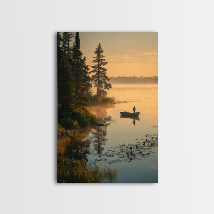 Enchanting Evening Lakeside Campfire Scene Oil Painting Wall Art Canvas Print For Relaxing Living Room Decor
