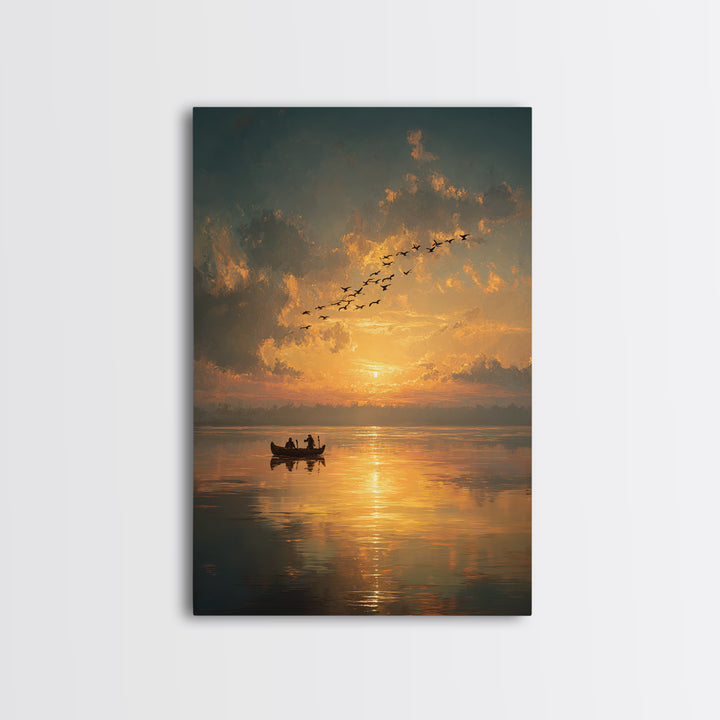 Radiant Sunbeam Breaking Through Clouds With Figure Standing Epic Inspirational Wall Art Canvas Print For Office