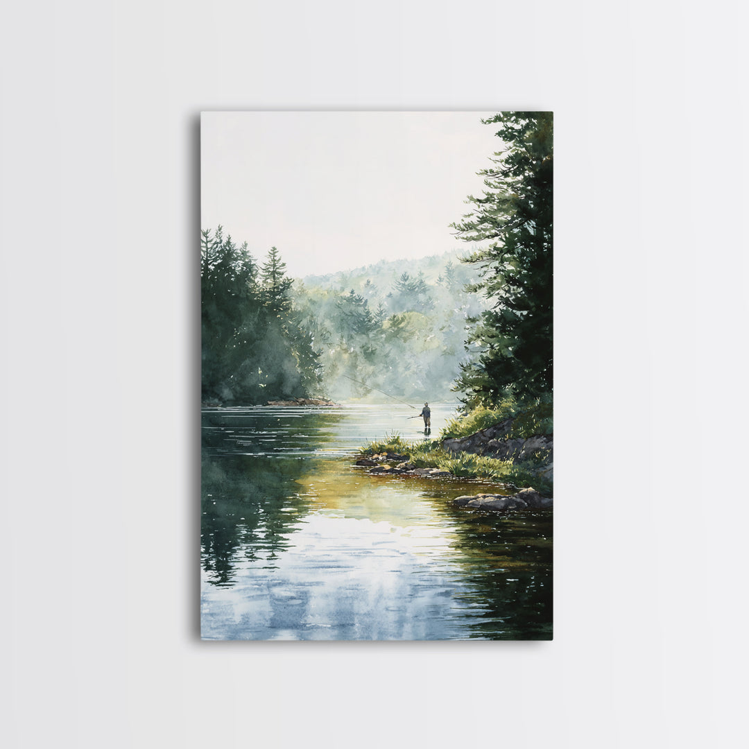 Serene Figure Reading Quran In Lush Green Nature Landscape Spiritual Painting Fine Art Framed Canvas Print For Meditation Room Decor