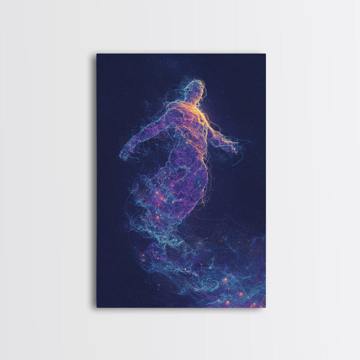 Ethereal Vibrant Abstract Figure Art Print With Neon Colors And Starlight Effects Contemporary Wall Art Print