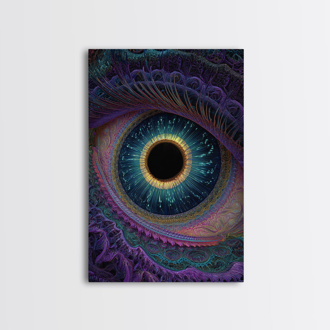 Mystical Cosmic Eye Wall Art, Psychedelic Iris Painting, Surreal Vision Canvas, Celestial Decor, Statement Artwork Gift Idea