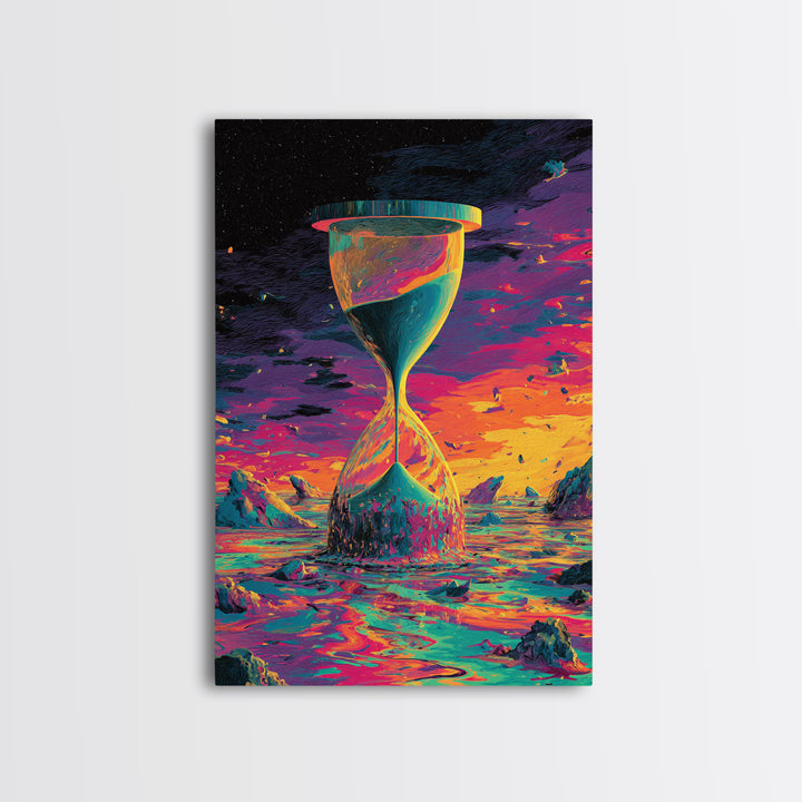Cosmic Hourglass Alien Landscape Canvas Print, Sci Fi Wall Art, Surreal Space Poster, Futuristic Home Office Decor Gift For Him