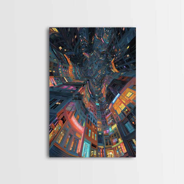 Vibrant Neon Purple And Pink Tropical Palm Tree Landscape Synthwave Sunset Digital Wall Art Canvas Print