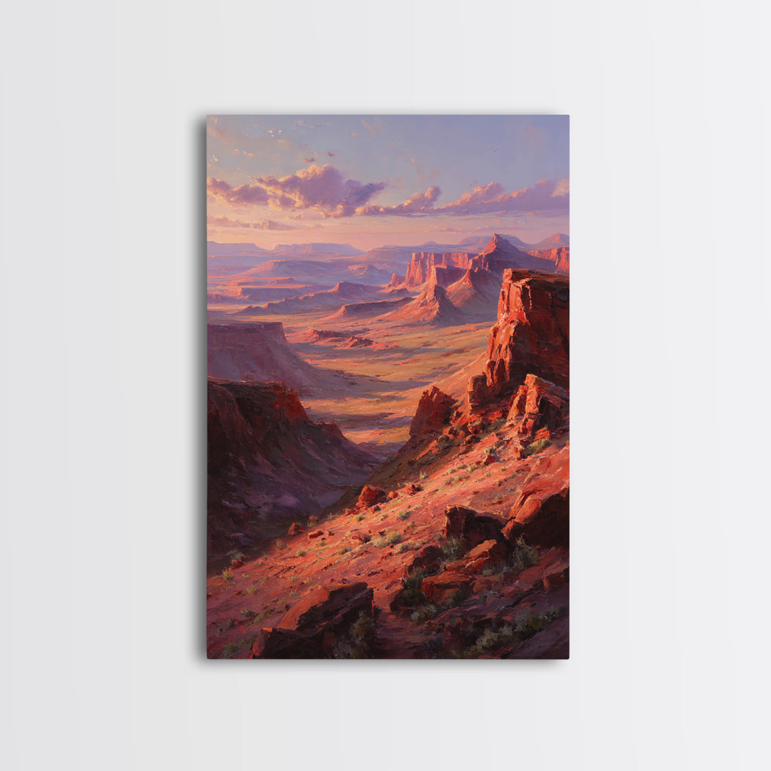Grand Canyon Red Rock Landscape Painting Framed Canvas Print For Southwestern Wall Art And Rustic Home Decor