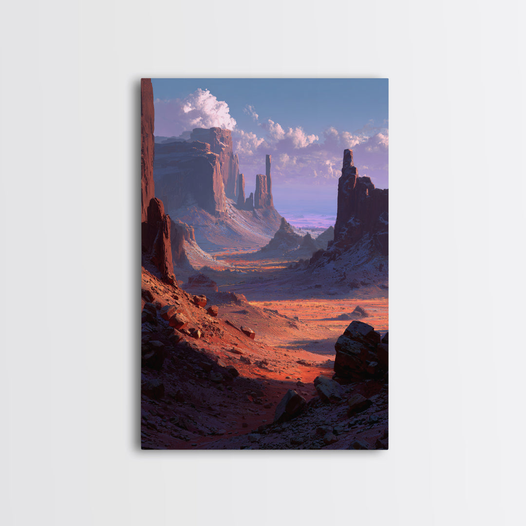 Mystical Mountain Monk Meditation Spiritual Wall Art Framed Canvas Print Serene Landscape For Mindfulness Home Decor