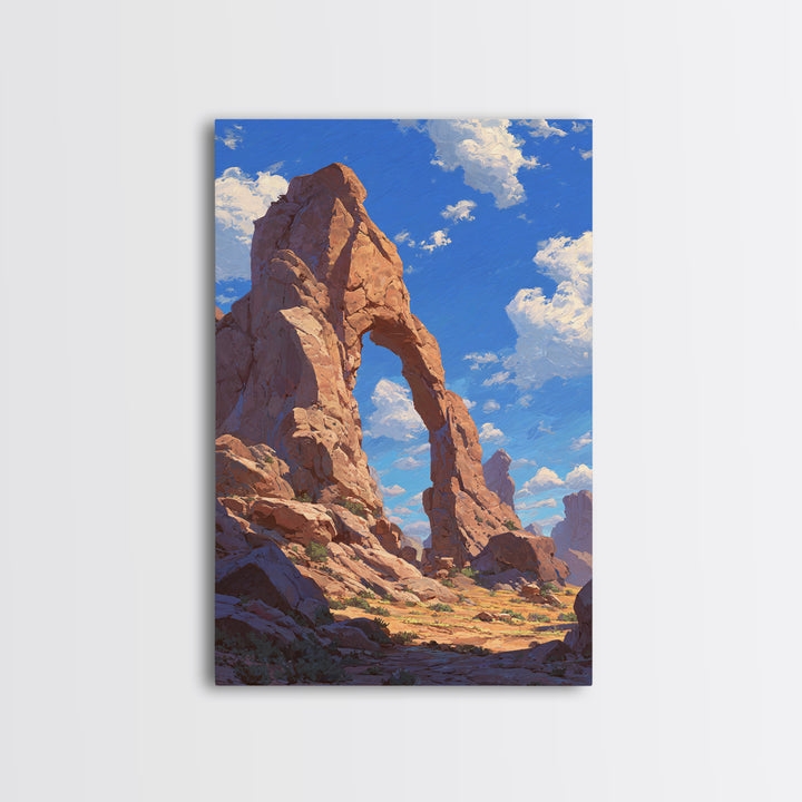 Natural Rock Arch Formation Scenic Desert Landscape Oil Painting Wall Art Print