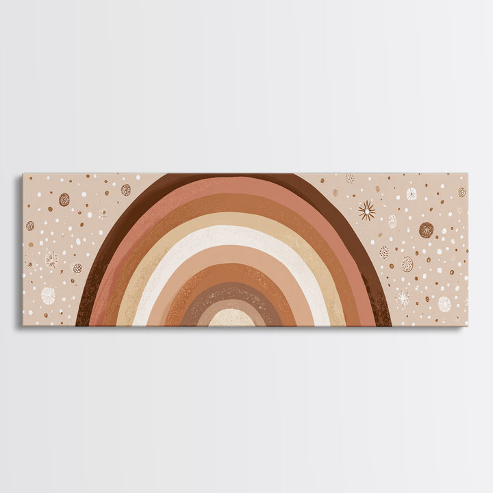 Earth Tone Boho Rainbow Wall Art, Minimalist Canvas Print, Neutral Nursery Decor, Kids Room And Playroom Wall Decor, Baby Gift