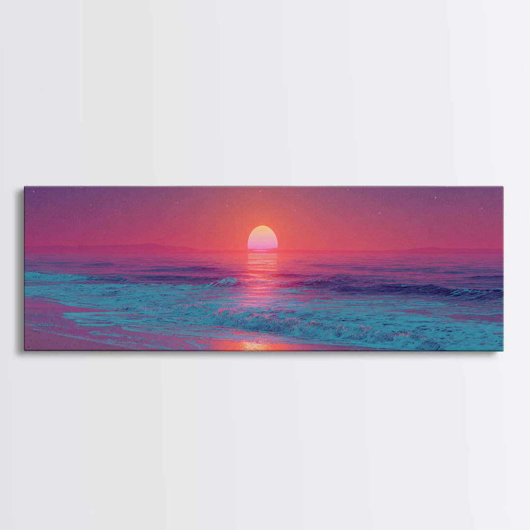 Pastel Pink Ocean Sunrise Wall Art, Coastal Bedroom Decor, Calm Seascape Print, Beach House Canvas, Serene Home Gift Idea