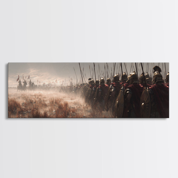 Ancient Spear Army In Mist Wall Art, Roman Legion Battle Scene, Historical Decor, Masculine Office, Large Canvas Print, Gift For Him