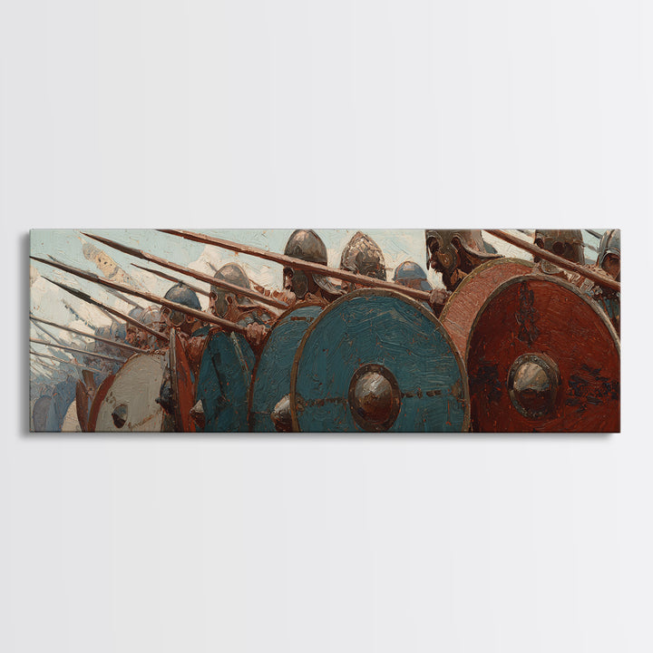 Ancient Phalanx Shields And Spears Wall Art, Greek Warrior Battle Scene, Historical Fine Art Print, Masculine Office Decor