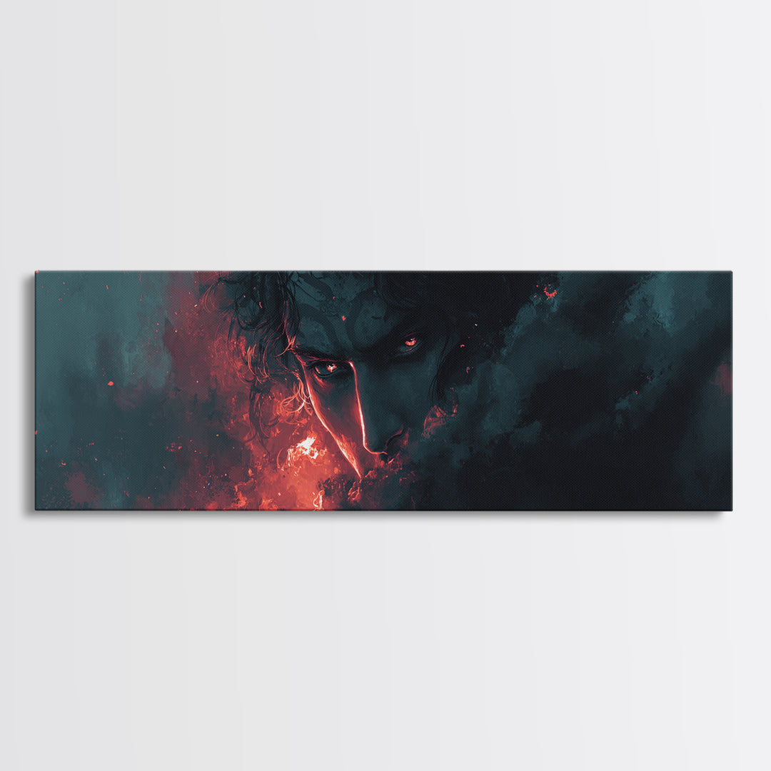 Dark Surreal Face In Smoke Canvas Print, Gothic Wall Art, Moody Horror Decor, Fantasy Portrait, Macabre Statement Art Gift