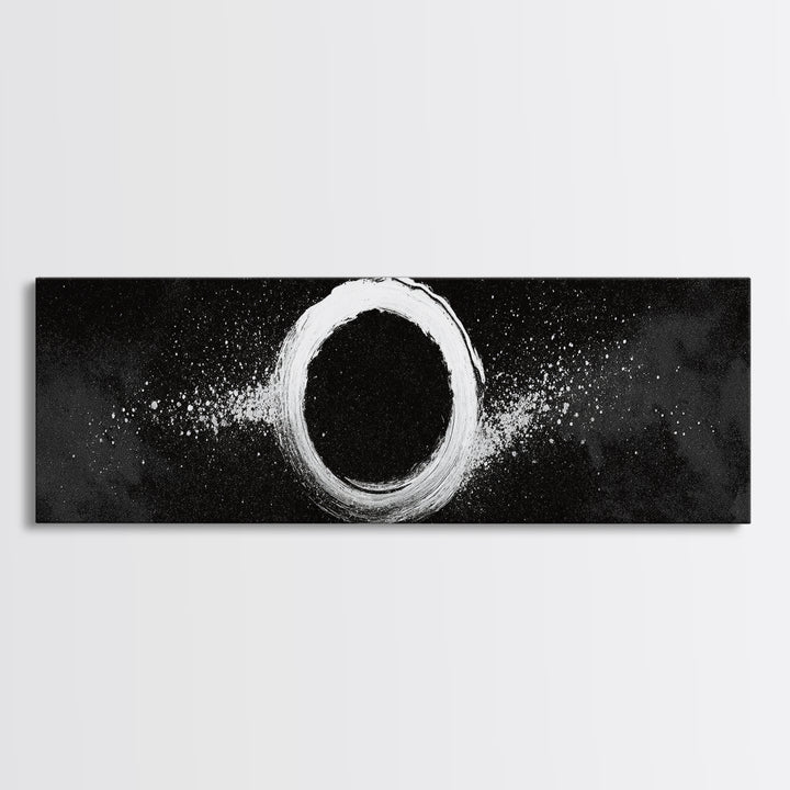 Black And White Eclipse Wall Art, Cosmic Abstract Canvas Print, Minimalist Moon Art, Space Decor, Modern Office Poster, Galaxy Decor