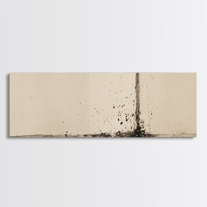 Minimal Ink Line Wall Art, Beige Abstract Canvas Print, Wabi Sabi Neutral Decor, Large Modern Minimalist Office Art Print
