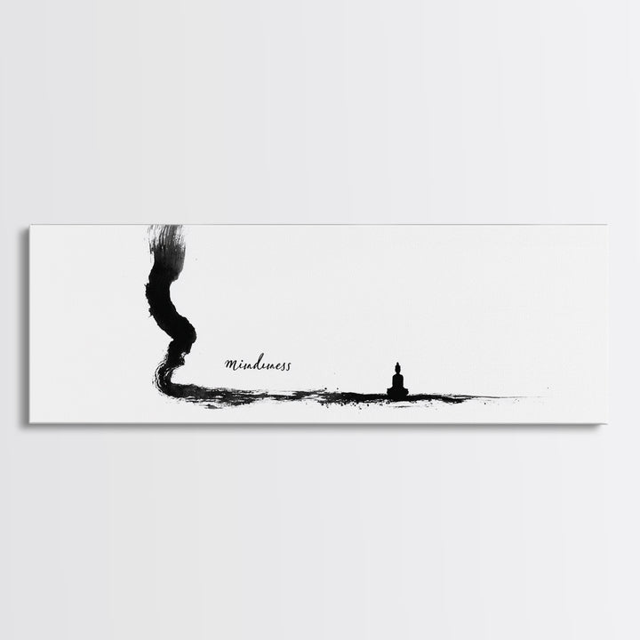 Minimalist Ink Mindfulness Canvas Print, Zen Wall Art, Meditation Decor, Black And White Art, Calming Japanese Office Wall Decor