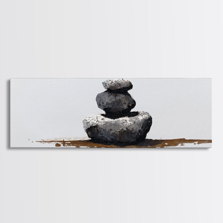 Minimal Zen Stacked Stones Canvas Print, Wabi Sabi Wall Art, Neutral Spa Decor, Meditation Room Poster, Calming Home Decor