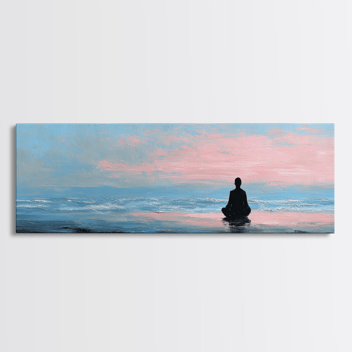 Peaceful Ocean Meditation Wall Art, Pastel Seascape Canvas Print, Zen Spa Decor For Bedroom And Yoga Room Calming Home Decor