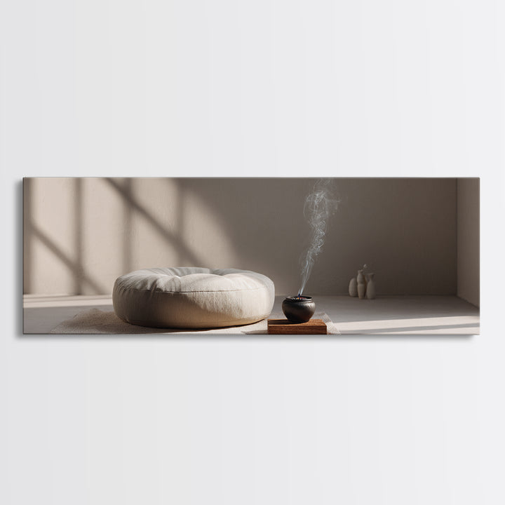 Minimal Zen Meditation Room Canvas Print, Wabi Sabi Neutral Wall Art, Japandi Home Decor, Calming Yoga Studio Decor, Serene Spa Decor