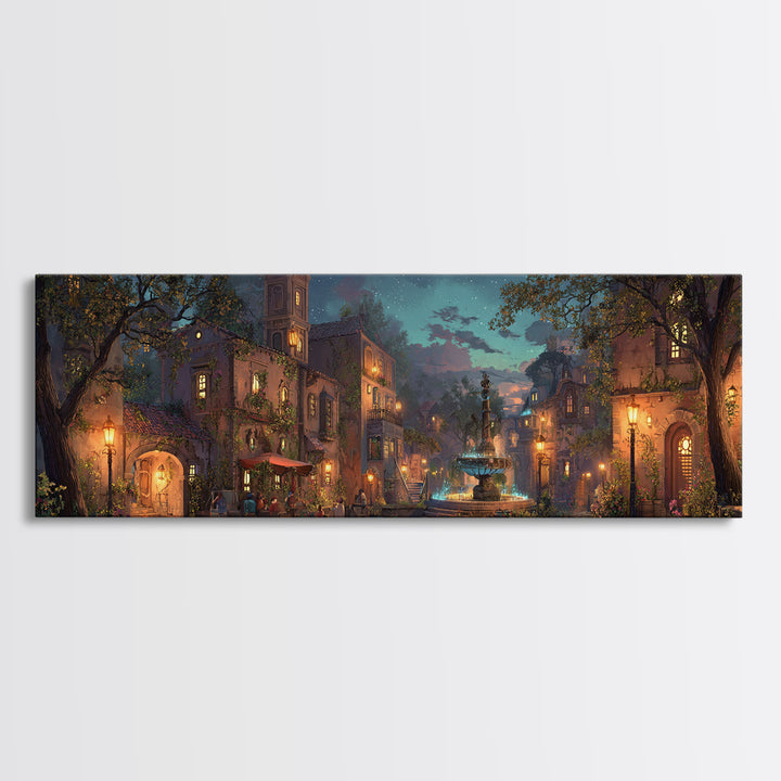 Mystical Wizard Summoning Portal Among Ancient Ruins Wall Art Framed Canvas Print For Fantasy Decor