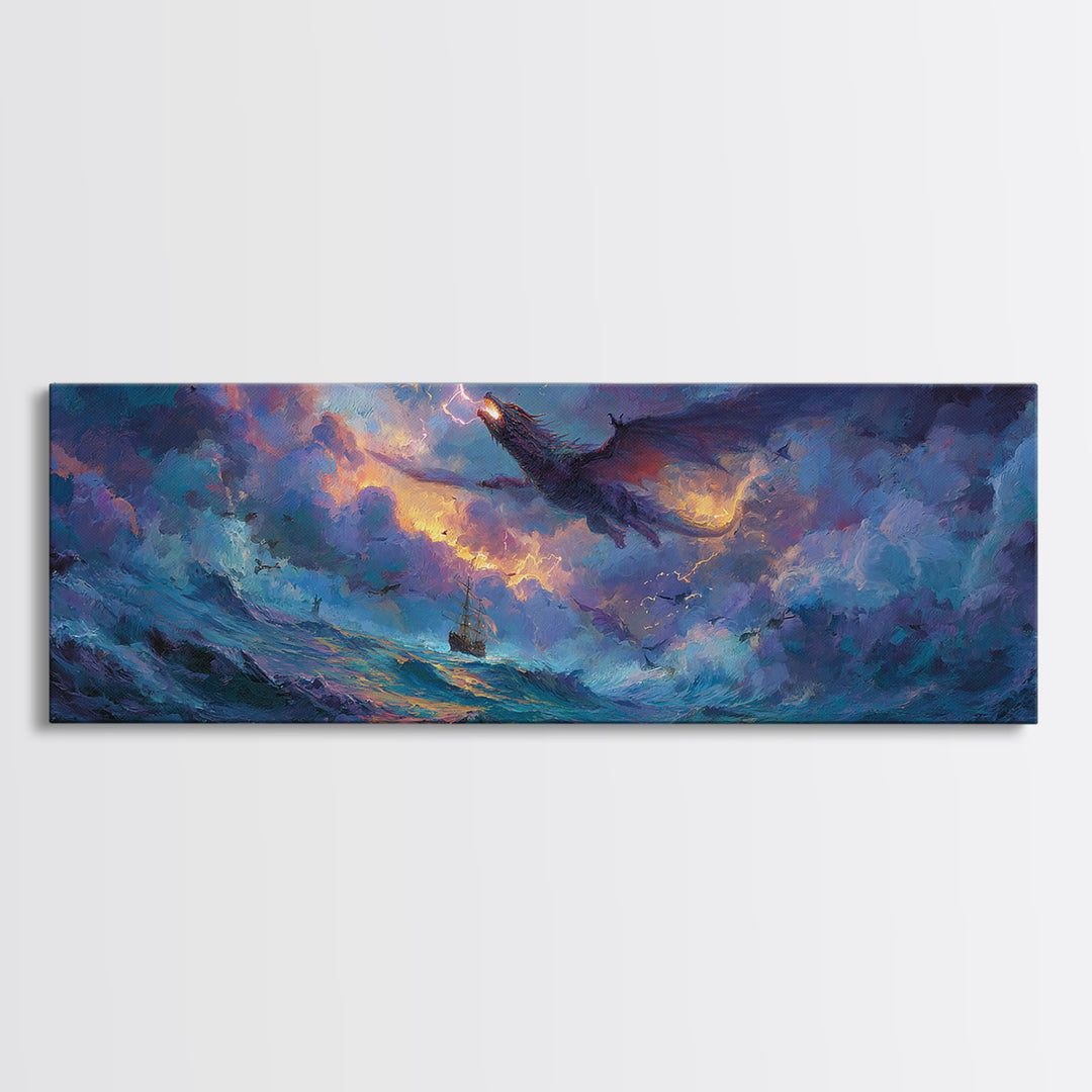 Dynamic Canvas Print Of Knight Battling Fire Breathing Dragon In Fiery Red Epic Scene Fantasy Wall Art For Home Office And Game Room With Intense Atmosphere