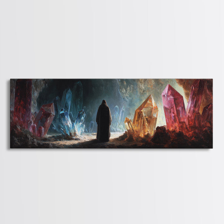 Epic Knight With Sword Standing Over Battlefield Under Fiery Sky Canvas Print Dramatic Medieval Wall Art For Manor or Office Decor