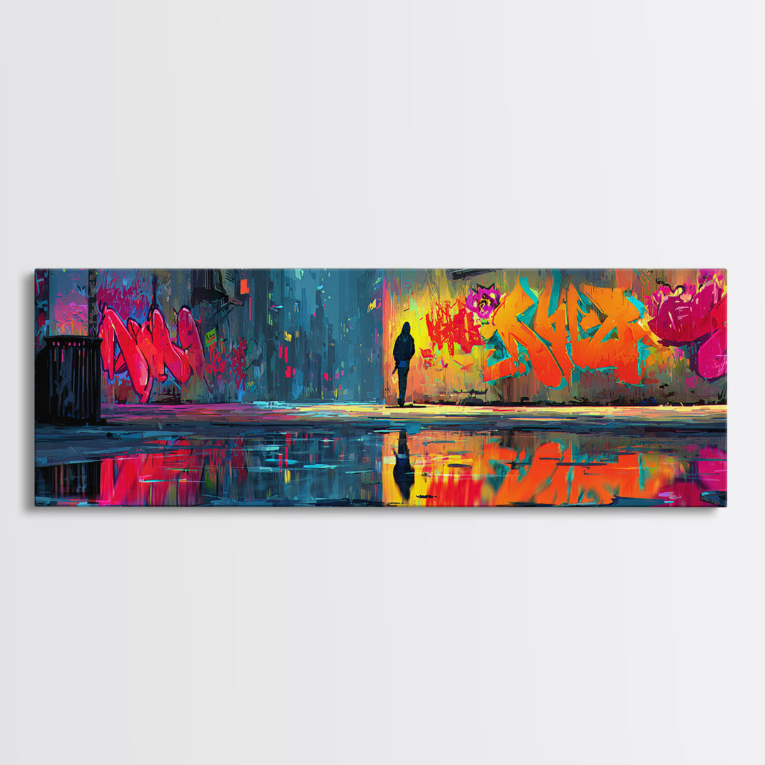 Tranquil Colorful Sunset Lake View With Two People Fishing Original Oil Painting Wall Art Canvas Print