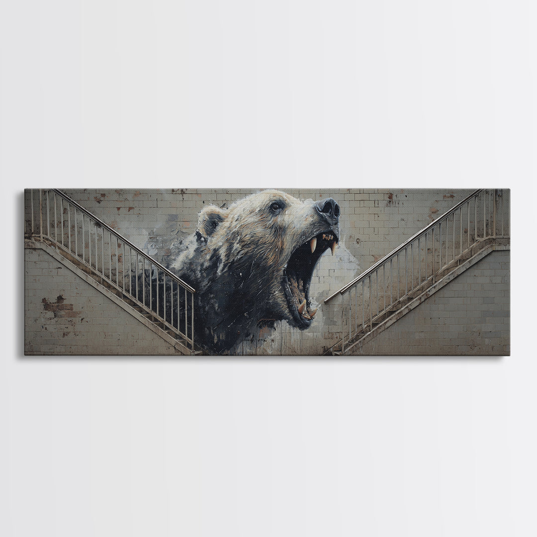 Captivating Roaring Bear Graffiti Mural Wall Art Print Canvas Print For Urban Living Room Decor And Statement Wall Art