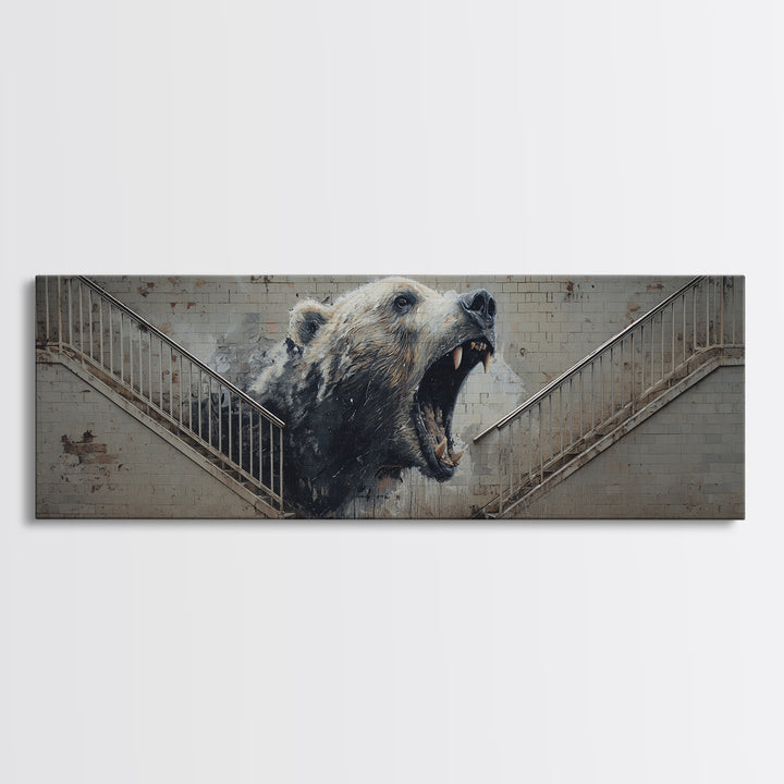 Captivating Roaring Bear Graffiti Mural Wall Art Print Canvas Print For Urban Living Room Decor And Statement Wall Art