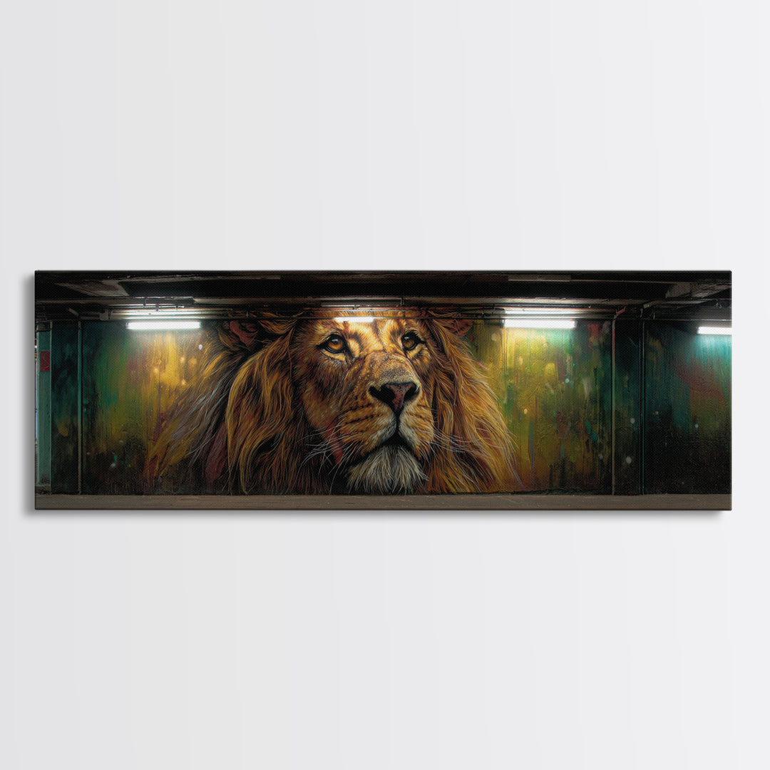 Majestic Lion Graffiti Mural Subway Art Wall Art Canvas Print Urban Street Decor For Home And Office
